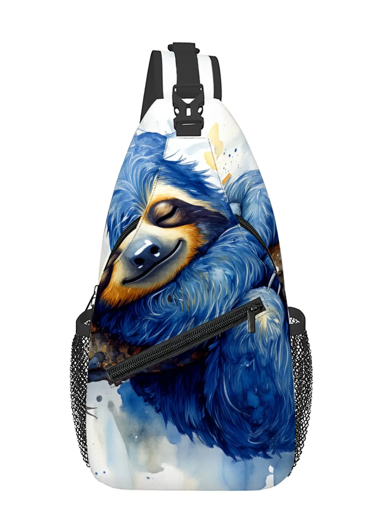 Cute Sloth Pattern Full-Panel Print Chest Bag Zipper Bum Bag