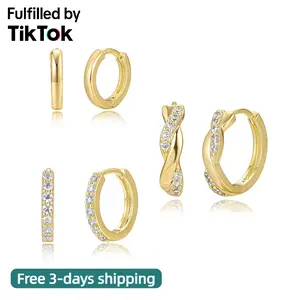 14K Gold Hoop Earrings for Women Trendy Gold Plated Huggie Earrings Hypoallergenic Cartilage Earring Stacks Cute Dainty Huggie Hoops Earring Sets for Multiple Piercing