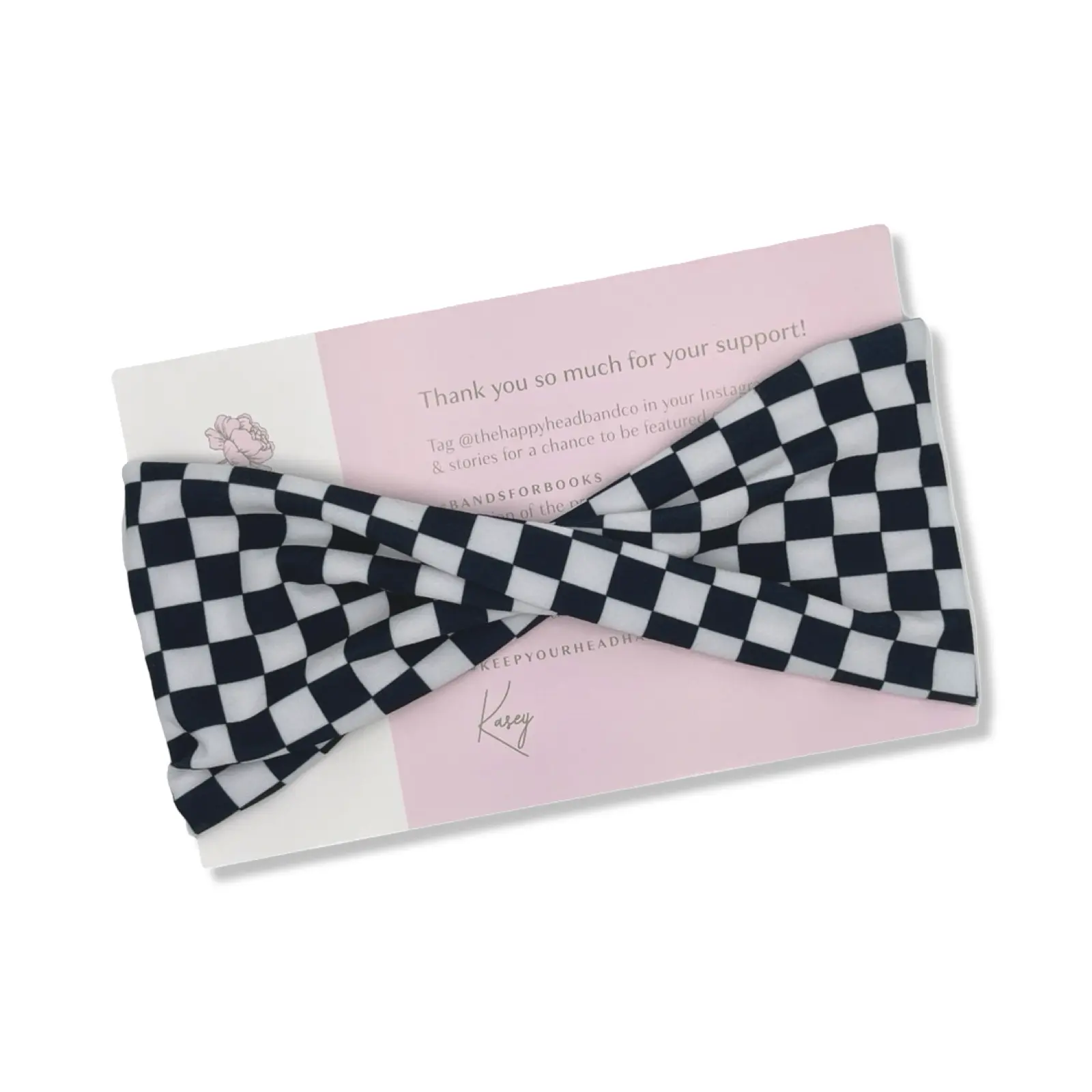 Black & White Checkered Wide Twist Headband
