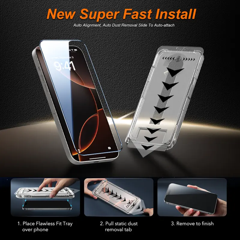 High-End Privacy Screen Protector - Protective Glass, Bubble-Minimized, Dust-Block Mesh, Reinforced Glass, Anti-Snooping, Crystal Clear, Anti-Fingerprint, Easy Installation for Samsung & iPhone