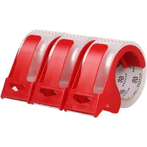 3 Rolls Clear Packing Tape with 3 Dispenser, Heavy Duty Packaging Tape Designed for Moving Boxes, Shipping, Office, 2Mil 2 Inch x 60 Yard