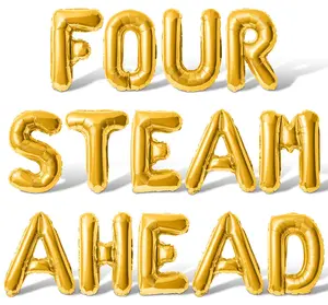 Letter Balloons - FOUR STEAM AHEAD 16" Inch Alphabet Letters Foil Mylar Balloon 4th Birthday Party Banner