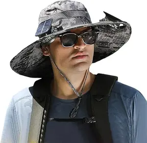 2024 New Solar Fan Outdoor Fishing Hat-Solar USB Charging Sunscreen Sun Hat with Fan Solar Fan Hat Double Power Fans Outdoor Fan
