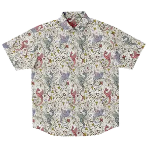 Medieval Hawaiian Shirt Shortsleeve, Ancient Goth Collared Polyester Aloha Top, Tropical Summer Outfits Men, Vintage Casual Menswear