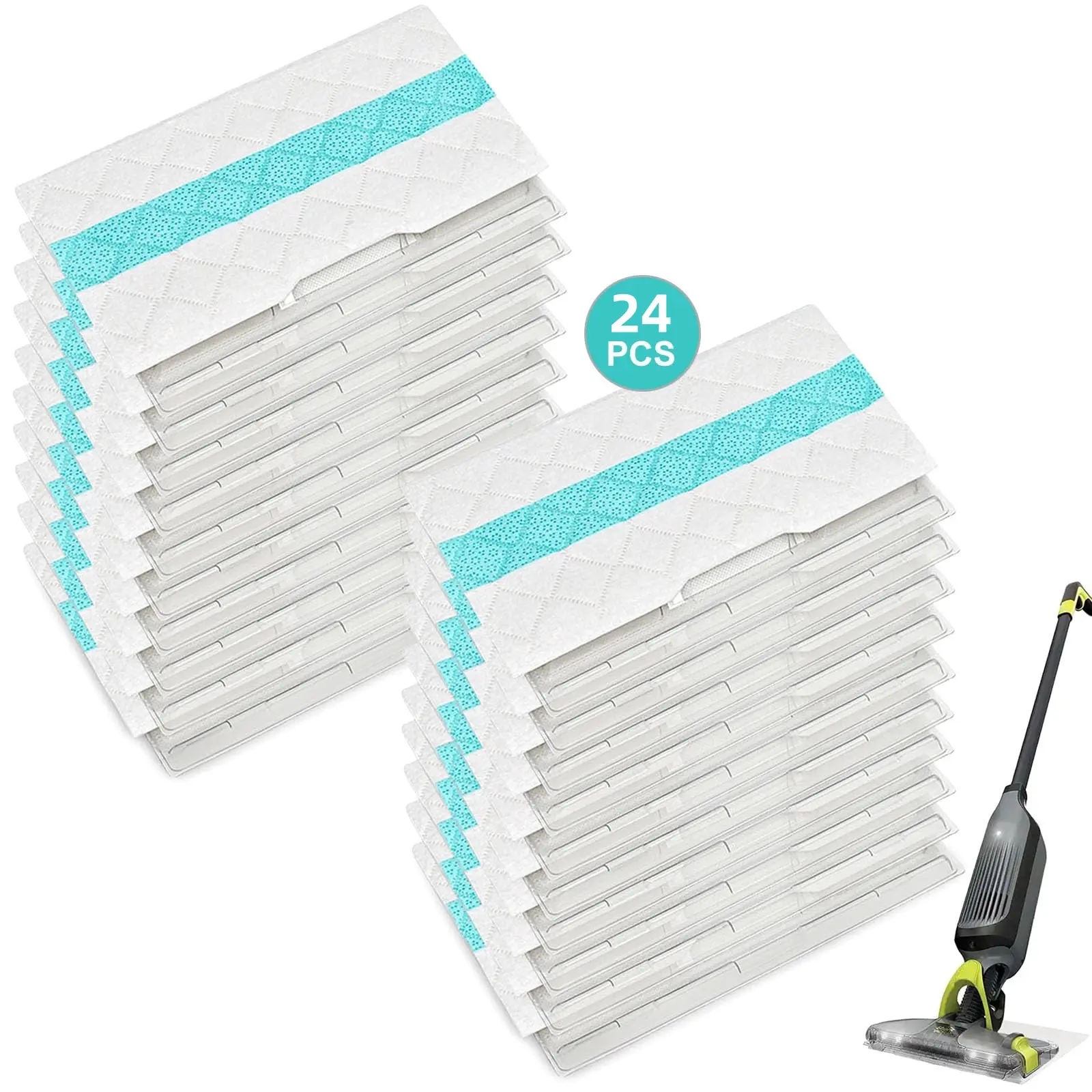 24 Pack Vacmop Replacement Mop Pad for VM250 VM251 VM252 VM200 VC205 QM250 VM190 VM200P12 VMP30 Disposable Hard Floor Cleaning