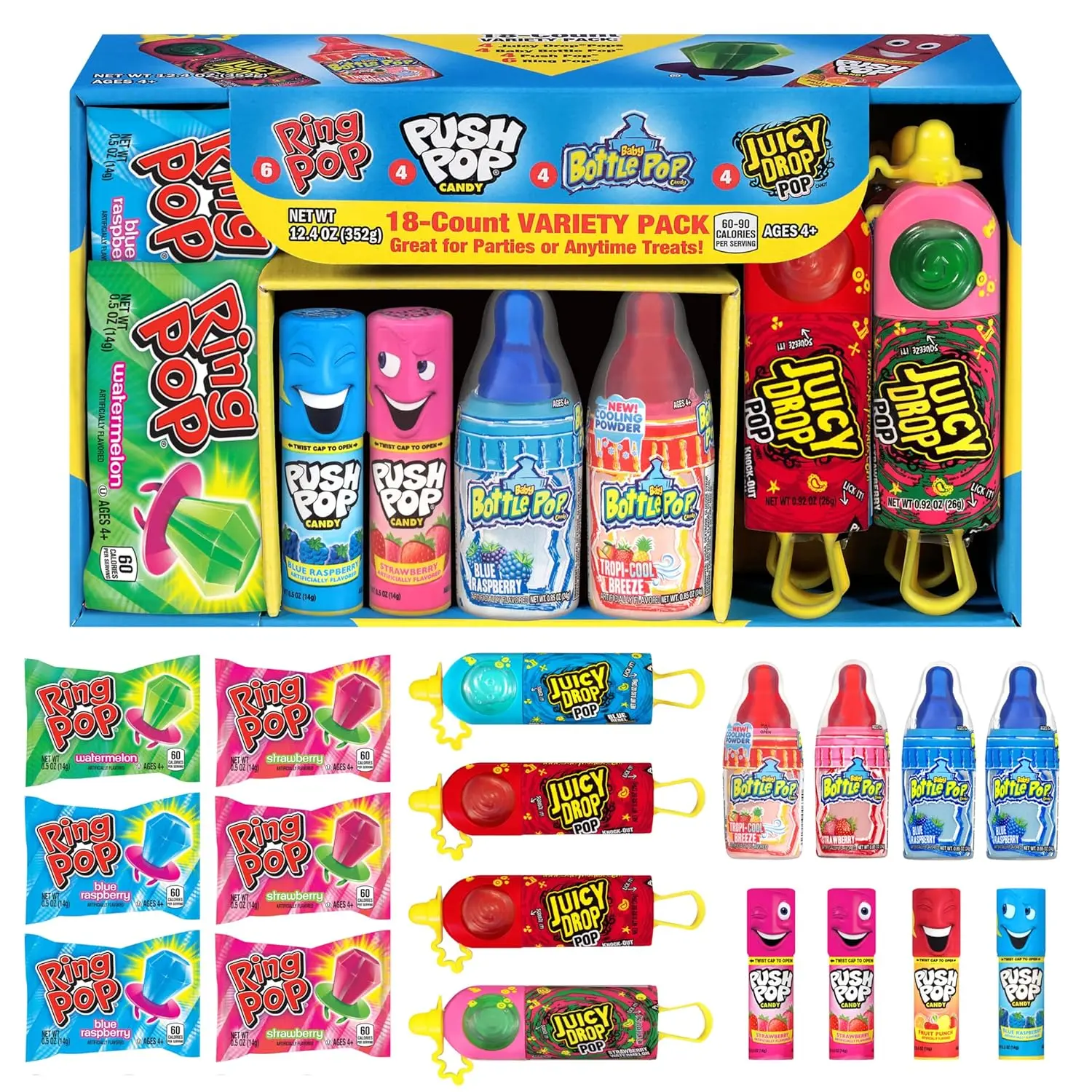 Bazooka Candy Brands - Candy Variety Pack – Assorted Lollipops (18 Ct)