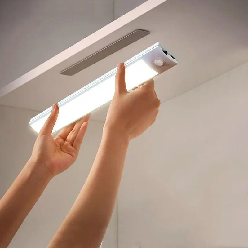 Portable Under Cabinet LED Light, 1 Count 2-in-1 Photocell Sensor & Motion Sensor Light, LED Night Light, Book Light, Wireless Intelligent Induction L