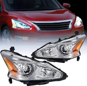 Nilight Headlight Assembly for 2013 2014 2015 Altima 4 Door Sedan Advance Base Exclusive SL S SV Sense Replacement Headlamp Clear Projector Chrome Housing Amber Reflector