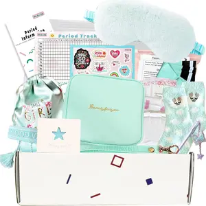 First Period kit for Girls | 23 PC Period Packs for Young Girls First Time | First Period Gift for Teen Girls with Sanitary Pad Storage Bag, Wipes, Bracelet, Eye Mask, Socks and More