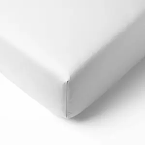 Bacati Solid 100% Cotton Percale Fitted Crib Sheet – White