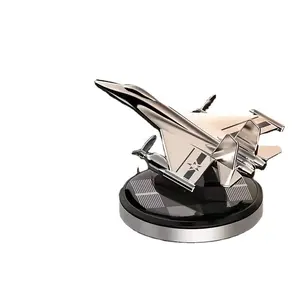 Upscale Car Perfume Holder Creative Solar Rotating Fighter Jet Auto Aromatherapy Ornament
