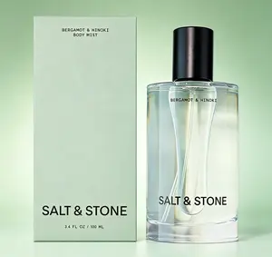 Salt & Stone Bergamot & Hinoki Body Mist 100ml Unisex Hair Body Spray Skincare Infused Hydrating Fragrance Enriched Glycerin Red Algae Vegan Cruelty Free Fresh Calming Scent Daily Aroma Spray