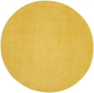 212 MAIN 479868 4x4 ft. Yellow Non-Skid Round Area Rug, Indoor & Outdoor Use
