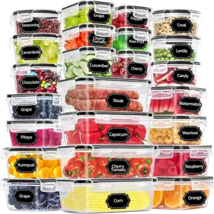 48-Pack Food Storage Containers – Airtight Kitchen & Pantry Organizers (24 Containers & 24 Lids) with Labels & Marker