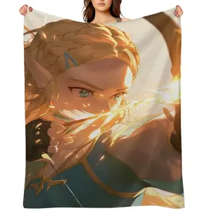 Zelda Fleece Throw Blanket For Women Winter Nap Elf Ear Princess Comics Printed Flannel Blankets Mens Super Soft Warm Home Bedding Throws Office Camping Air Conditioned Quilt All Season Decor Boys Girls Christmas Holiday Gift Cozy Blanket