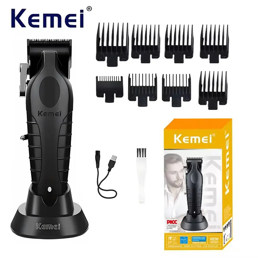 Km2296 Professional Hair Clipper for Men, USB Rechargeable Corded/Wireless Trimmer Set, Portable Grooming Kit for Home & Travel, Hair Clippers