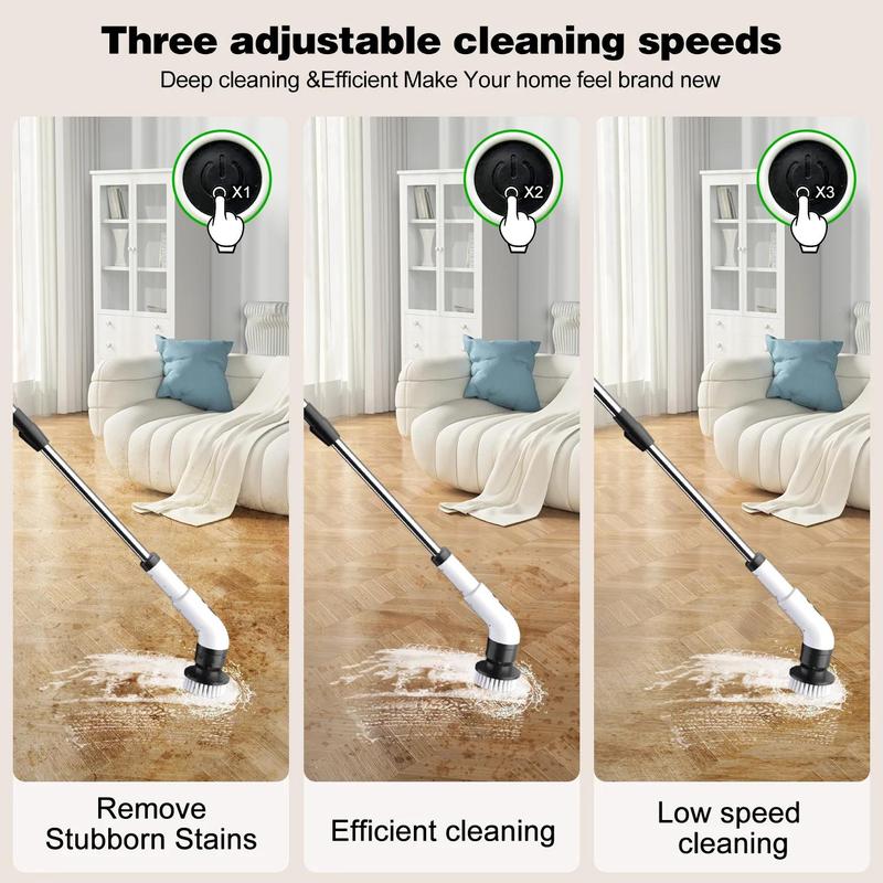 WHATOOK Electric Spin Scrubber Bath Tub Power Scrubber with Long Handle & Replaceable Heads, Cordless Shower Brush for Deep Cleaning, 7/9-in-1 Design, Telescopic Arm, Flexible Length Adjustment Spin Scrubber Kit Scrubberbrush