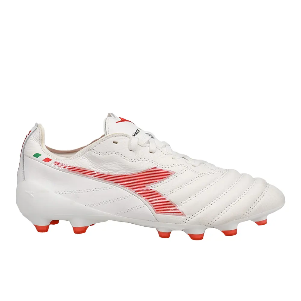 diadora Mens Brasil Elite2 Tech Made In Italy Lpx Firm Ground Football Sneakers Shoes Cleated, Firm Ground - White