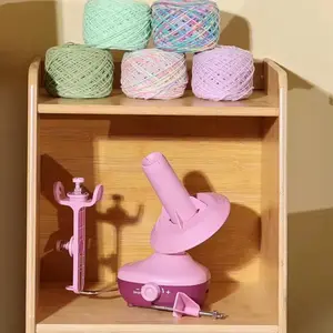 Compact Electric Yarn Winder for Knitting & Crocheting, Pink Automatic Wool Spinner with Strong Tension & Stepless Speed, Ideal Helper for Knitting Lovers, Gift Idea