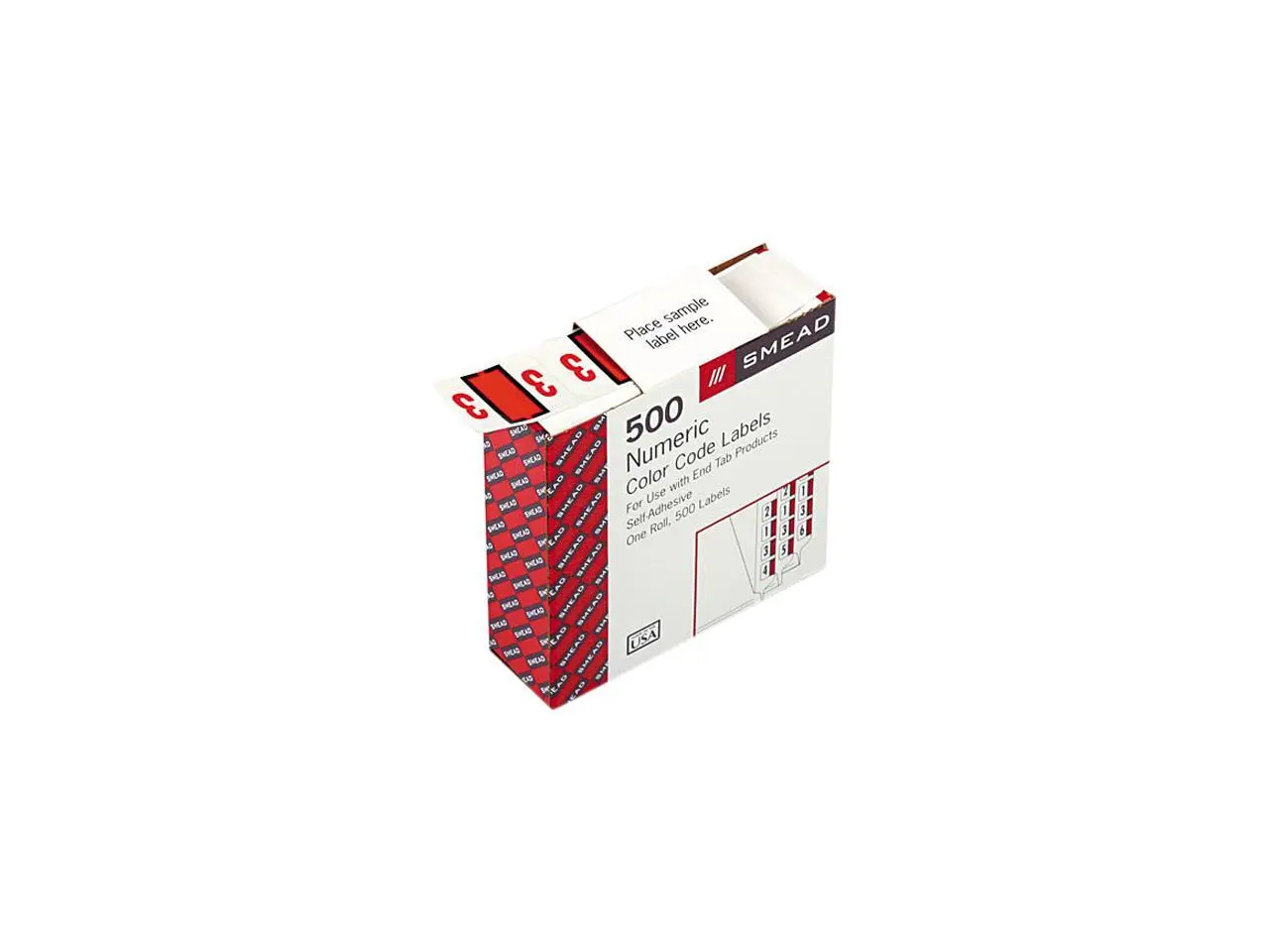Smead 67373 Single Digit End Tab Labels, Number 3, Dark Orange-on-White, 500/Roll