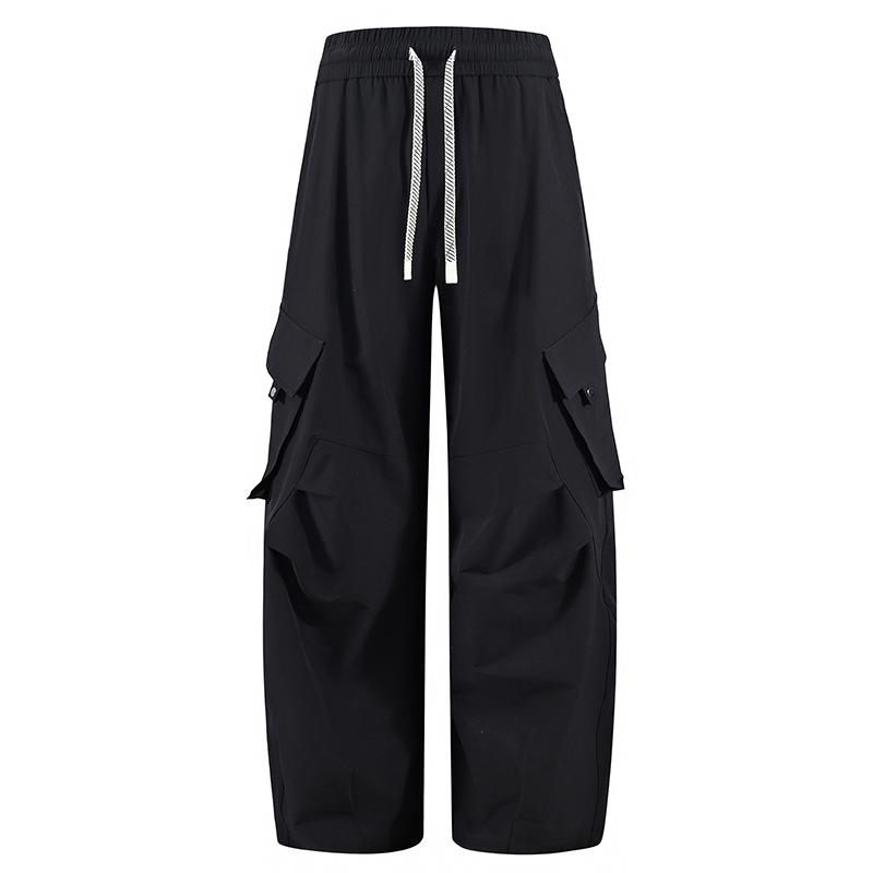 Men’s Summer Plus Size American Casual Vintage Straight Work Pants/Paratrooper Pants, Nylon Fabric, Loose and Comfortable