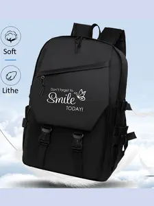 Butterfly Pattern Backpack, Large Capacity Lightweight Casual Shoulder Bag, Side Pocket, Suitable for Commuting, Library, Outdoor Activities