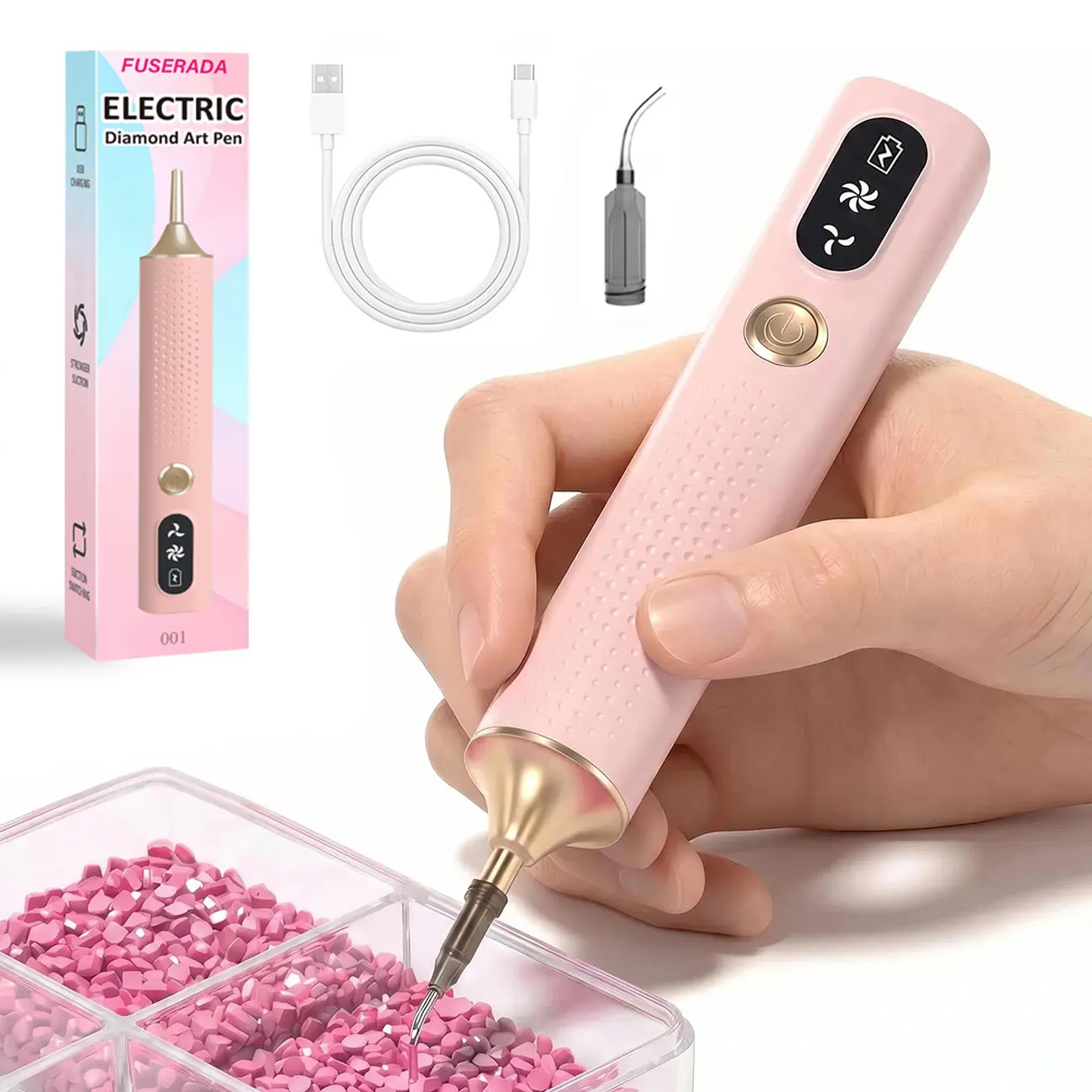 Electric Diamond Art Painting Pen, USB Rechargeable Diamond Art Pen Vacuum Pen,  Ergonomic Design Wireless Diamond Art Painting Craft Tools Accessories, Lightweight Craft Tool For Beginners & Professional Artists,  No Wax Needed