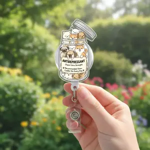 Dog Antidepressant Jar Badge Reel: Retractable ID Clip