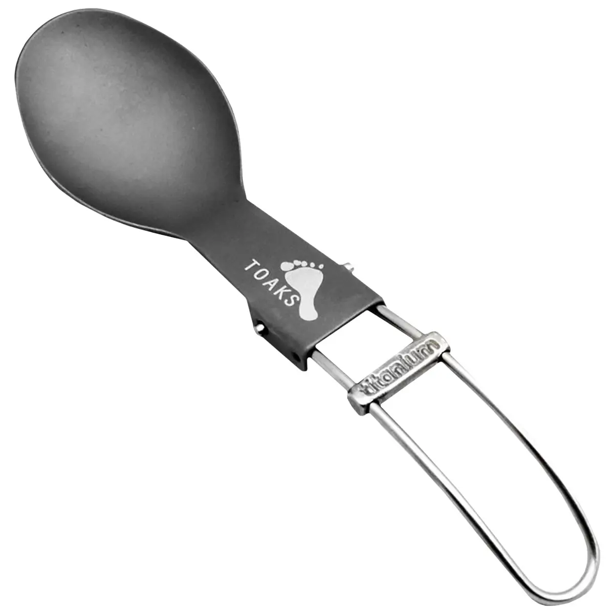 Toaks Titanium Folding Spoon with Polished Head, Sturdy and Ultra-light Rugged Cutlery for Backpacking and Camping