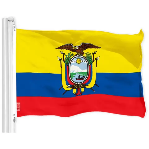 G128 Ecuador Ecuadorian Flag | 3x5 Ft | Printed 150D Polyester - Indoor/Outdoor, Vibrant Colors, Brass Grommets, Quality Polyester, Much Thicker More Durable Than 100D 75D Polyester