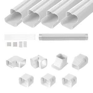 VEVOR Mini Split Line Set Cover 3-inch W 15.8Ft L, PVC Decorative Pipe Line Cover For Air Conditioner with 4 Straight Ducts & Full Components Easy to Install, Paintable for Heat Pumps, White