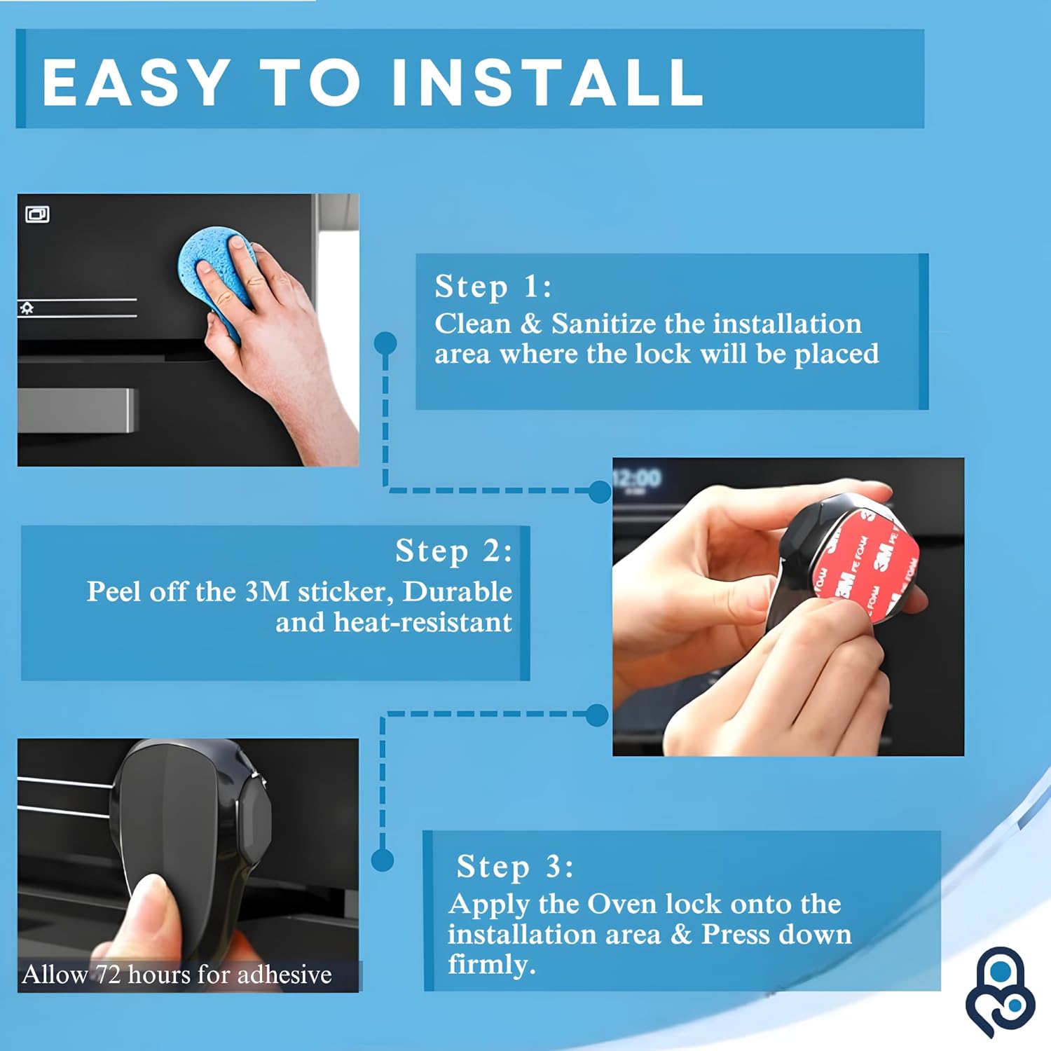 Child Proof Oven Lock Baby Safety Oven Door Lock for Toddlers no Tools Need or Drill Easy to Install (Black)