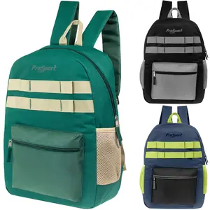 17" Multi Color Design Wholesale Backpacks in Assorted Colors Padded Back - Bulk Case of 24 Bookbags