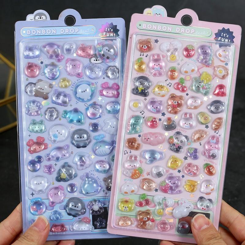 Stickers Selectable 3D Puffy Carton Animal Sticker Random Design Cute 3D Sticker Room Decor DIY Decorative Decal for Phone Case Water Cup Supplies Cellphone Smartphone Screen Protector Casing Cover Shockproof Protection Mini Protective Scrapbooks Fun Kids