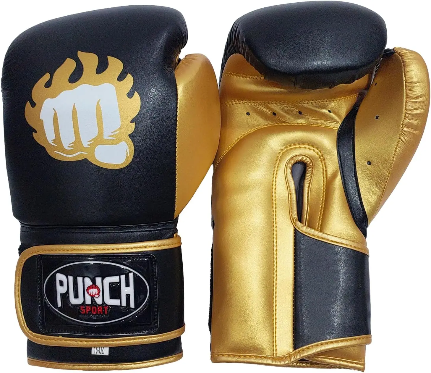 Punch Sports Boxing Gloves – Synthetic Leather Training Gloves with 4-Layer EVA Foam Padding, Ventilated Palm Design & Attached Thumb for Boxing, Kickboxing, MMA & Sparring
