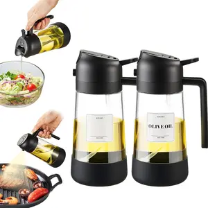 2 in 1 Oil Dipenser Bottle with Silicone Bottom (Black-2PCS)