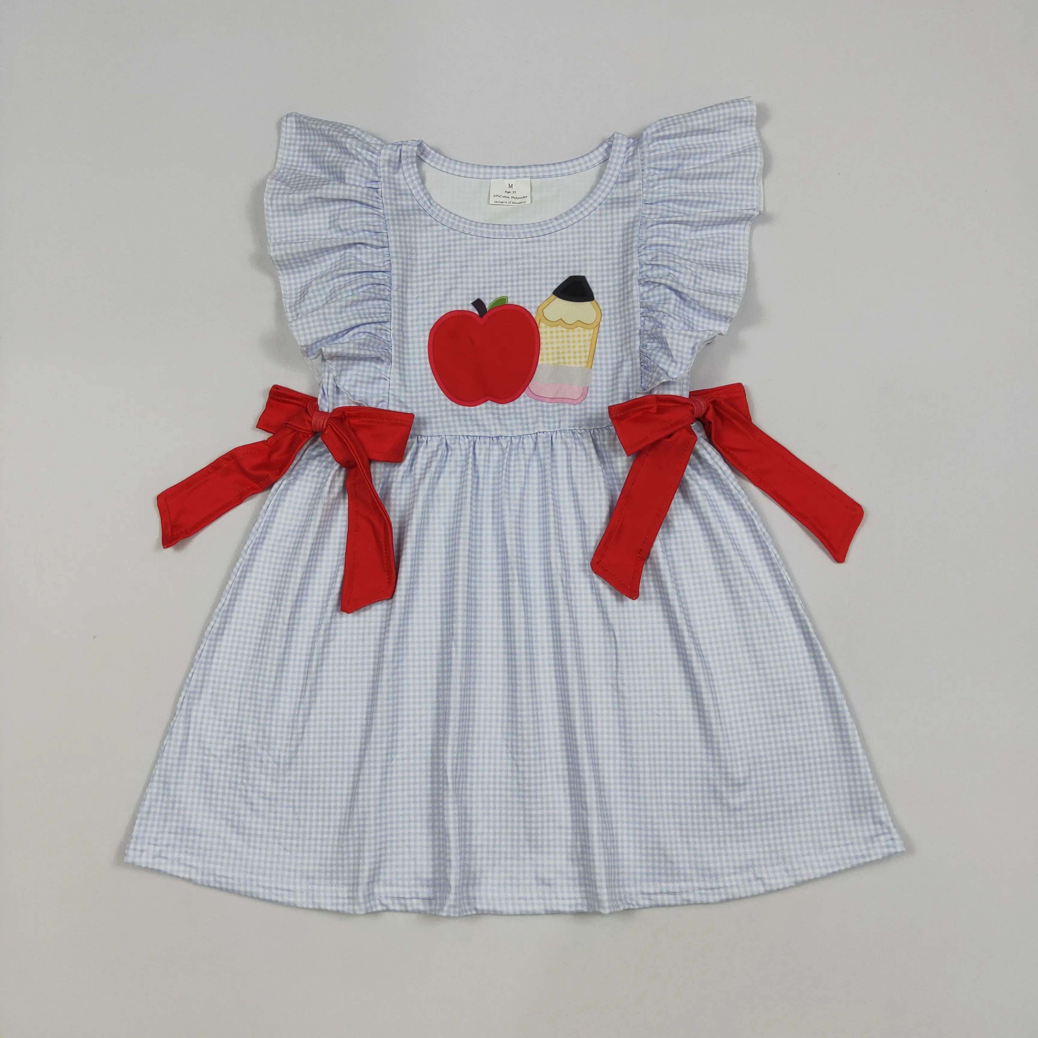 Back to School Apple pencil stripe Girls dress