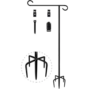 49 Inch Garden Yard Flag Stand Holder with 5 Forked Base for 12 X 18 Sign Decoration, 1 Pack