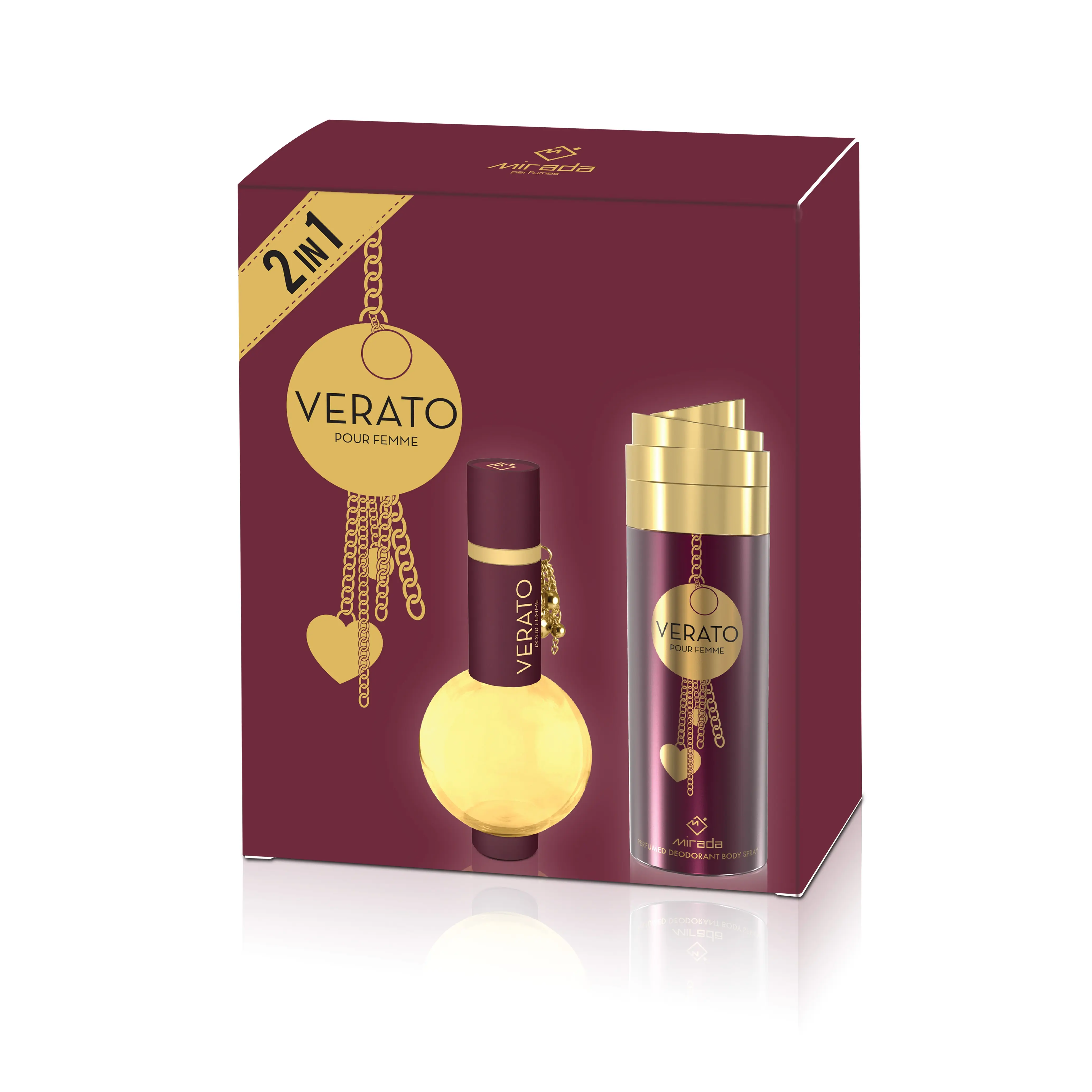 Mirada Verato Women's Limited Edition 2-in-1 EDP Duo Set Gift Pack - Alcohol-Containing, 60-Month Shelf Life, Citrus-Amber Jasmine Feminine & Empowering Fragrance, 100ML EDP Bottle, 200ML Perfumed Spray, Contains Alcohol