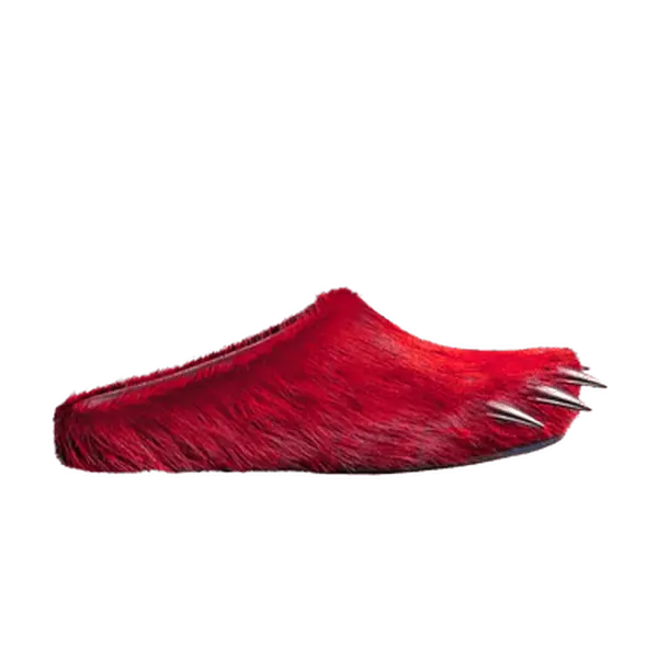 Bravest Studios Bear Claw 'Red' Mule Shoe, Soft Faux Fur Slip-on Clog Footwear for Fall and Winter