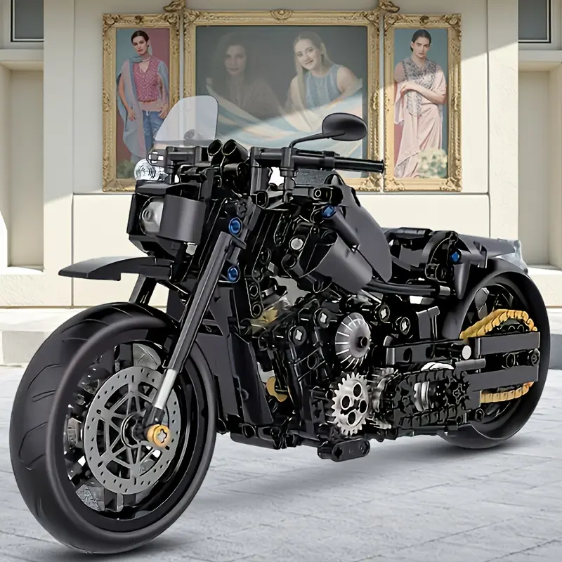 1000+pcs Retro Motorcycle Model Building Blocks Set, Adult Motorcycle Assembly Kit, Unique Home Decor, High-Quality Durable ABS Material, Perfect Gift for Christmas/Halloween/Valentine'S Day/Birthday, Collectible, Motorcycle Building Block,