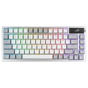 ASUS ROG Azoth 75 Wireless DIY Custom Gaming Keyboard, OLED display, Gasket-Mount, Three-Layer Dampening, Hot-Swappable Pre-lubed ROG NX Snow Switches & Keyboard Stabilizers, PBT Keycaps, RGB - White