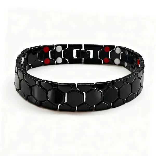 Men's Classic Low Allergenic Titanium Steel Link Bracelet - 18mm, 21.5 cm Adjustable, Double Row Magnets, Male Holiday Gift, Father's Day Gifts, Daily Use