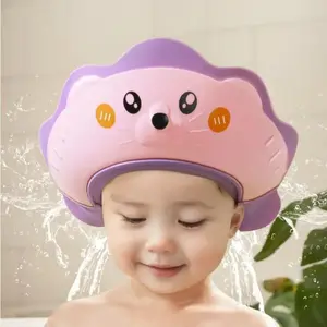 Cute Cartoon Animal Design Baby Shower Cap, 1/2 Counts Adjustable Baby Shower Cap, Eye & Ear Protection for 0-9 Years