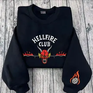 Hellfire Club Embroidered Sweatshirt, Movie inspired sweatchirt, Stranger Things Vintage Embroidery Design, Gift For Fan