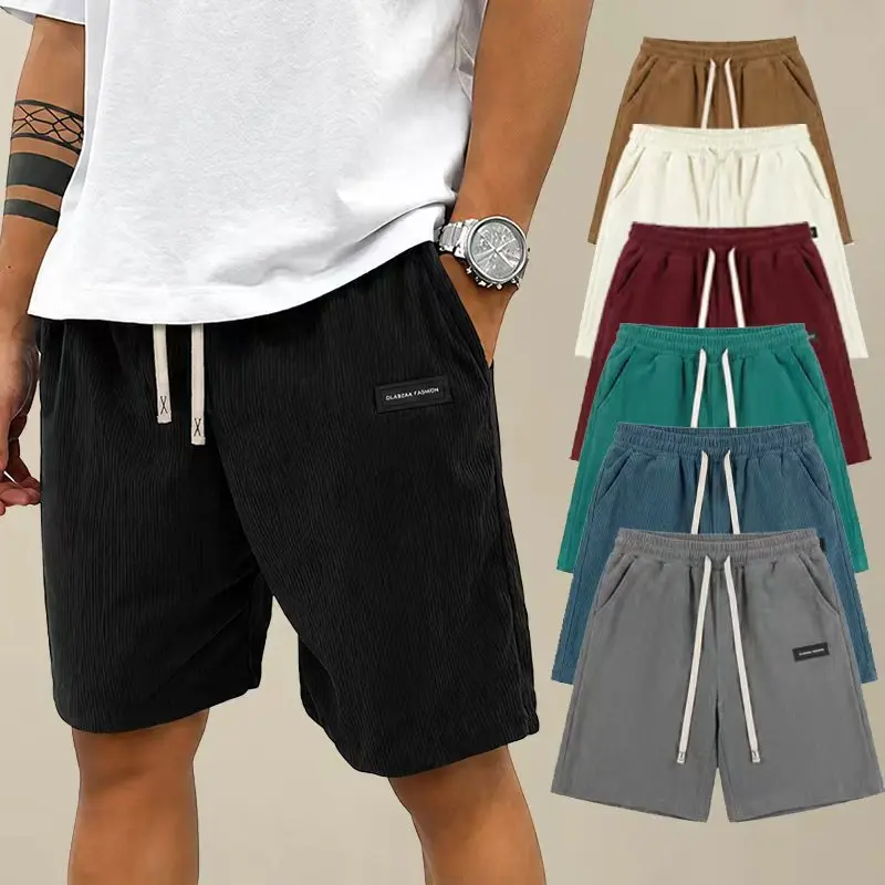 4PCS Summer Men's   shorts New Korean Fashion Drawstring Baggy Short Pants Fitness Breathable Streetwear Gym Casual Loose