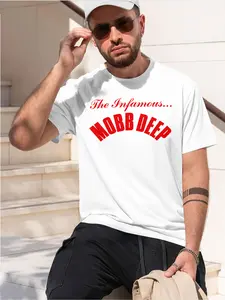 MOBB DEEP 2026 new model Black/White Tee Menswear Stylish & Comfortable Loose Crew Neck Short Sleeve T-shirts Versatile On Trend Eye Catching Printed Graphic Casual Streetwear Tee for Daily Wear Outings & Leisure