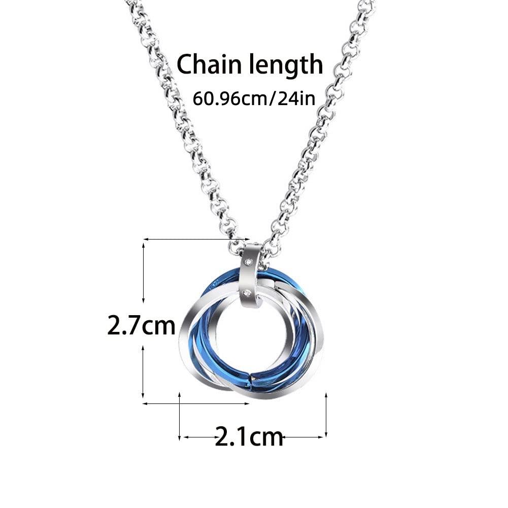 Three ring interlocking pendant necklace set with small rhinestones made of titanium steel colorfast simple and exquisite suitable for both men and women