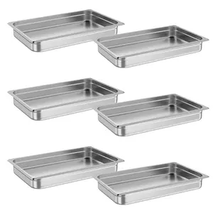6 Pack Full Size Hotel Pan, [NSF Certified] Catering Food Pan Commercial Stainless Steel 2.5 in Deep Anti-Jamming Steam Table Pan