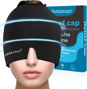 Natural Relief Hat with Drawstring for Headache Relief，Eye Mask for Eye Bags, Tension and Stress，Migraine Headache Relief Cap，Migraine Headache Relief Cap Hat Mask Products, Cooling Gel Hat Head Wrap for Migraine, Tension, Stress